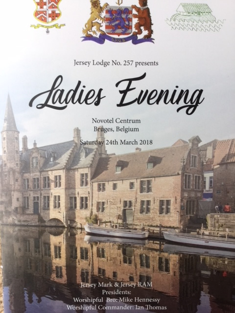 Jersey Mark & RAM Lodges Go To Bruges – Friday 23rd to Sunday 25th March 2018
