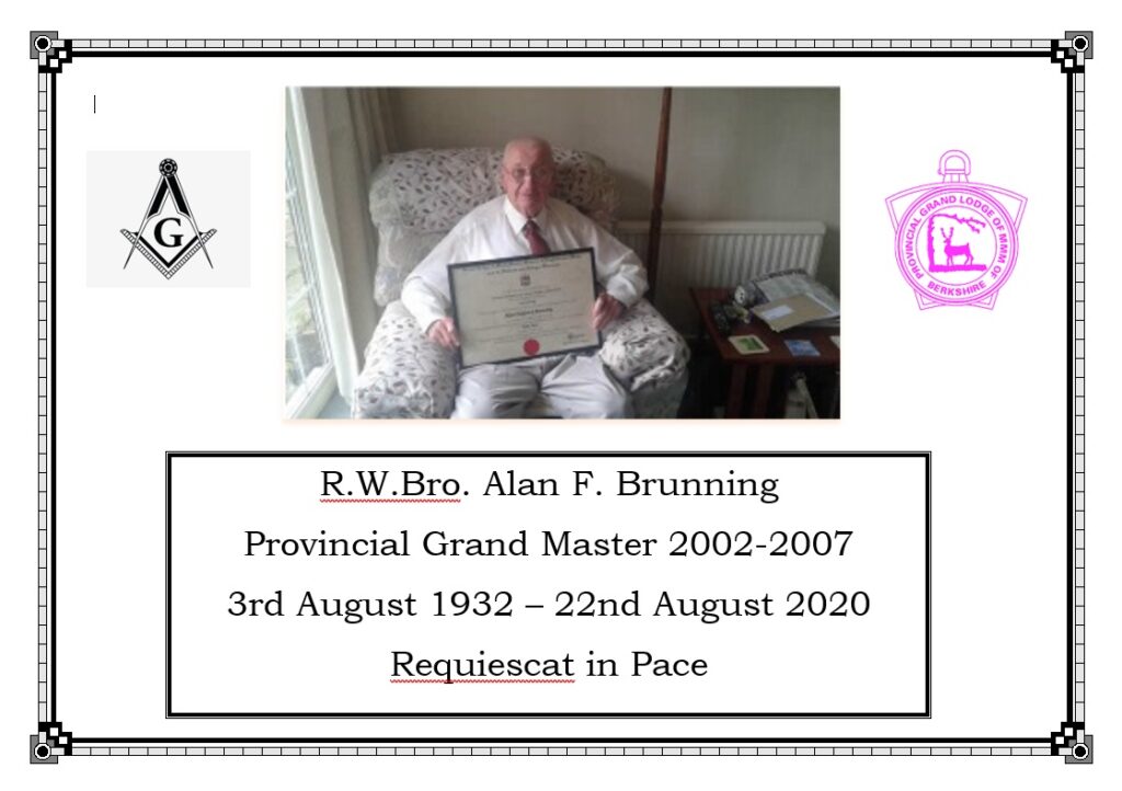 R.W.Bro. Alan Frederick Brunning – Requiescate in pace