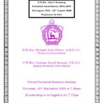 Provincial Grand Lodge of MMM of Berkshire – Order Paper – Thursday 10th September 2020