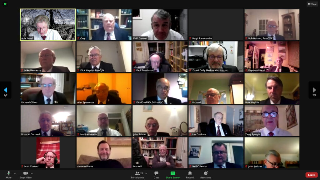 Pangbourne Lodge of MMM No. 1094 Virtual Business Meeting – Monday 22nd March 2021